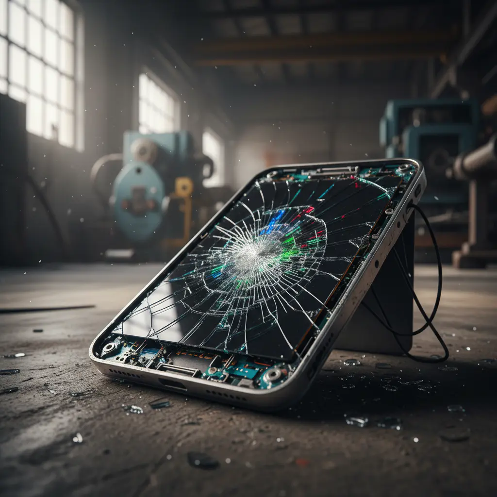 Shattered device screen